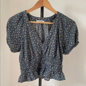 Madewell Green Smocked Blouse